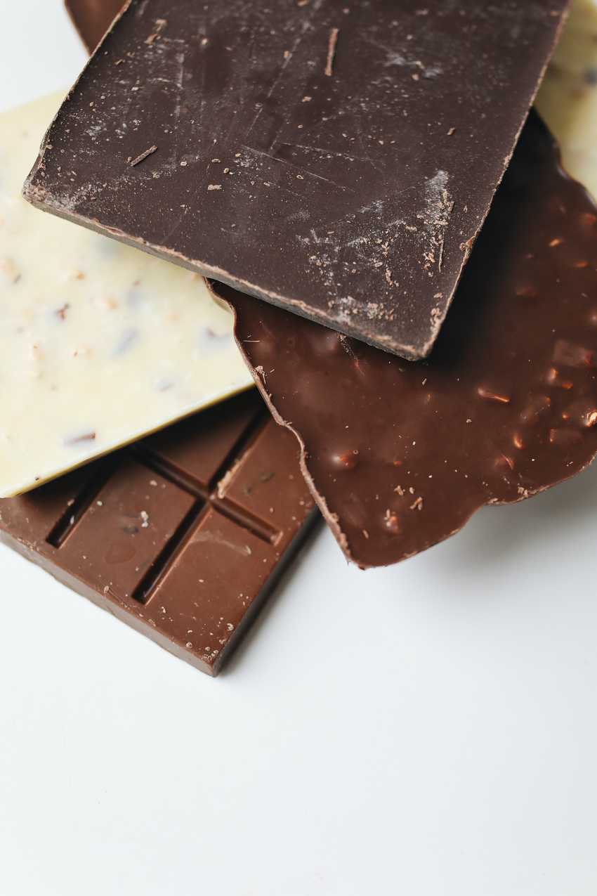blocks of white and milk chocolate