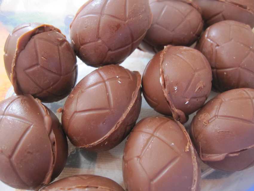 milk-chocolate coated home made Easter eggs